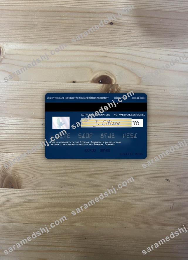 Denmark Sydbank visa debit card photolook back